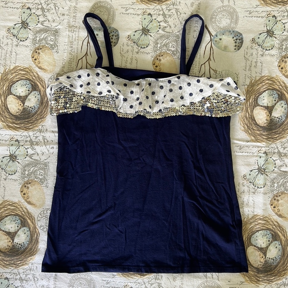 Justice navy tank top, size 18